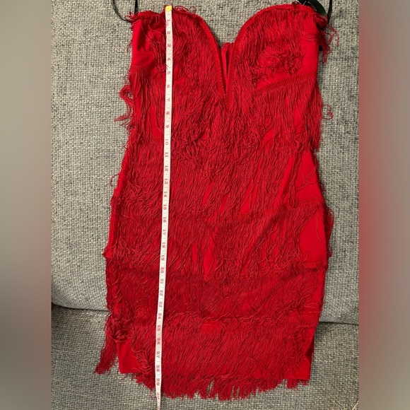 Brand new Simons fringe red mini dress M ! - Picture 5 of 7